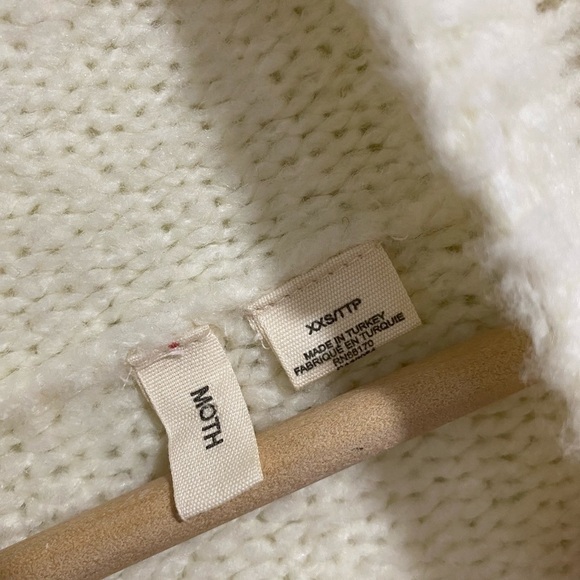 Anthropologie sweater wool blend cream mock neck‎ soft warm xxs oversized - Picture 4 of 5